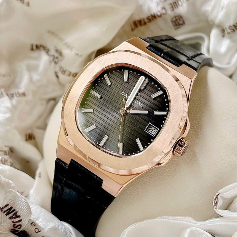 Carnival  8161L Rosegold Đen Dây Da ( 8161L-VH-DD-D)