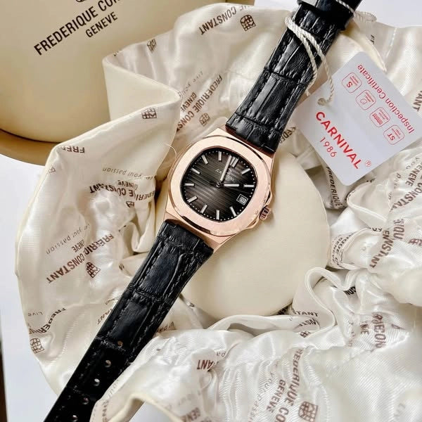 Carnival  8161L Rosegold Đen Dây Da ( 8161L-VH-DD-D)