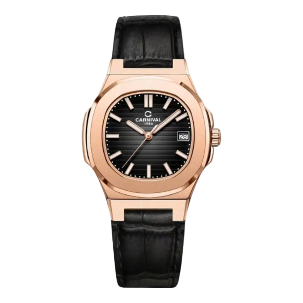 Carnival  8161L Rosegold Đen Dây Da ( 8161L-VH-DD-D)