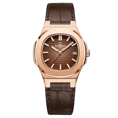 Carnival 8161L Rosegold Nâu Dây Da ( 8161L-VH-DD-N)