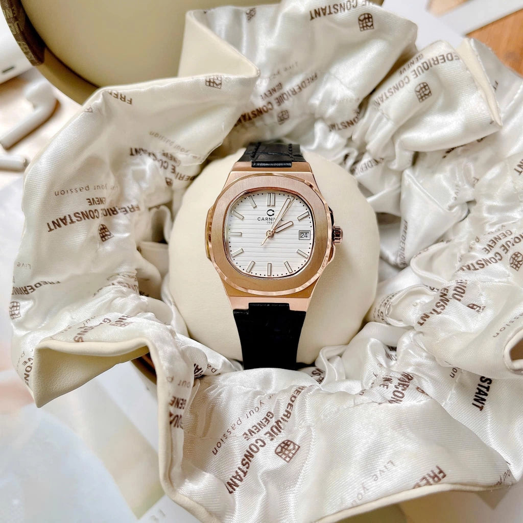 Carnival 8161L Rosegold Trắng Dây Da ( 8161L-VH-DD-T)