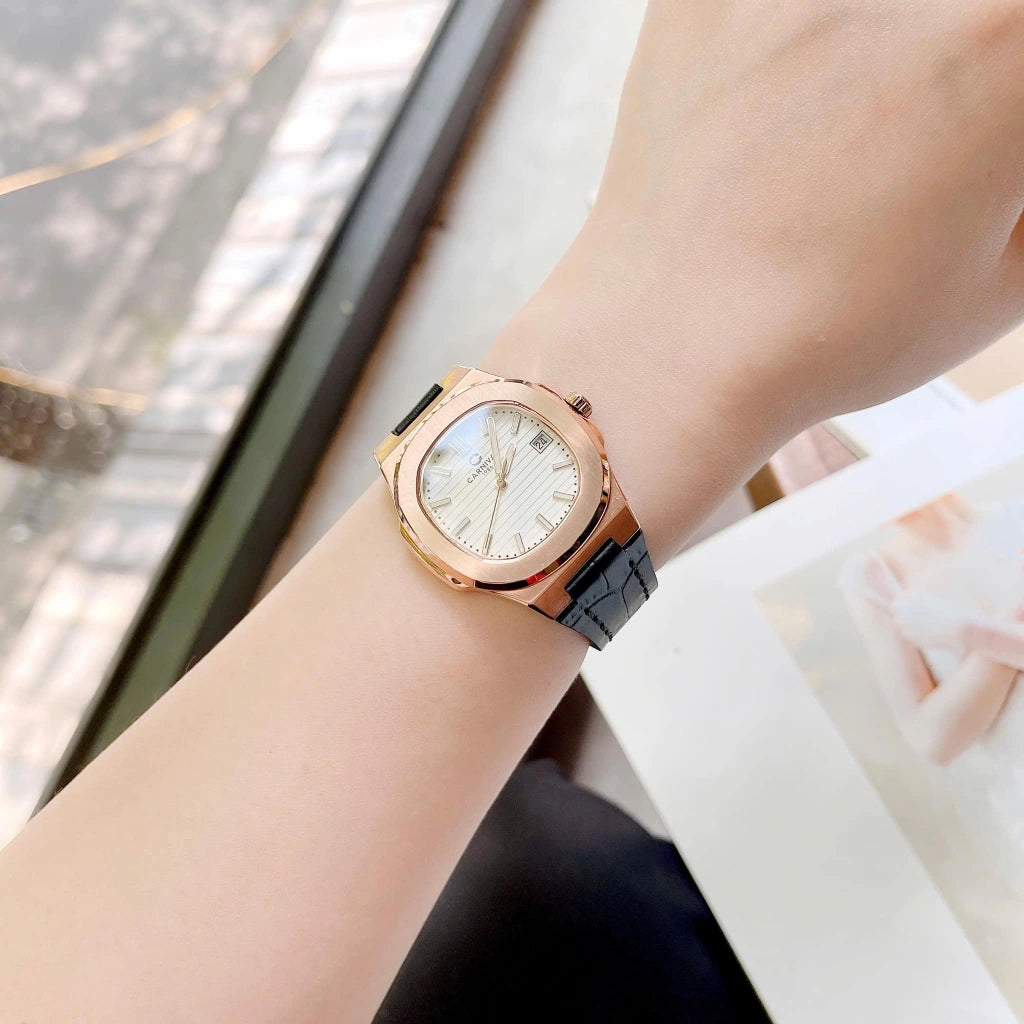 Carnival 8161L Rosegold Trắng Dây Da ( 8161L-VH-DD-T)