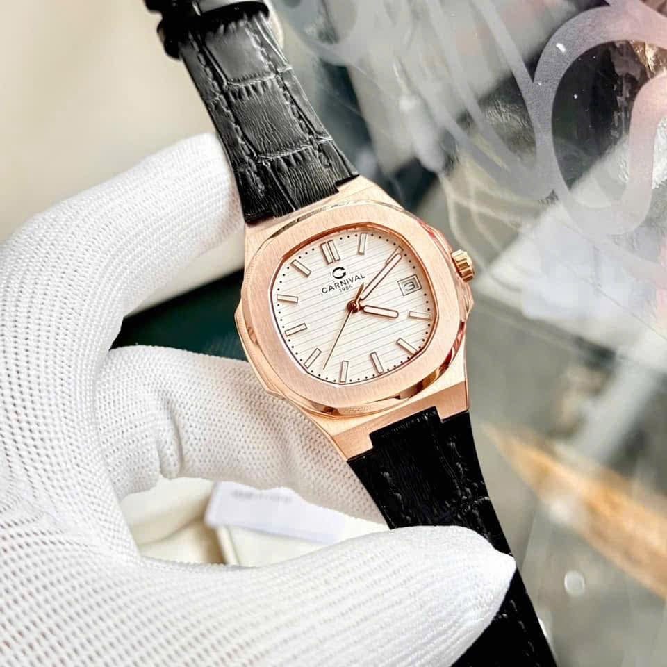 Carnival 8161L Rosegold Trắng Dây Da ( 8161L-VH-DD-T)
