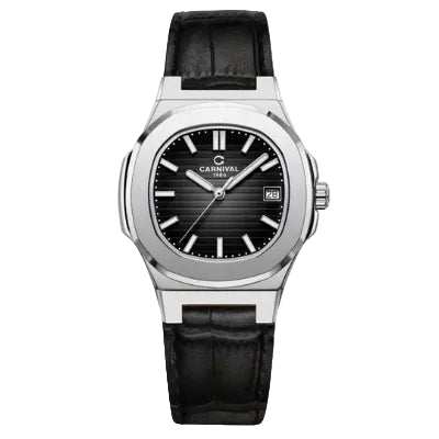 Carnival 8161L Bạc Đen Dây Da ( 8161L-VT-DD-D)