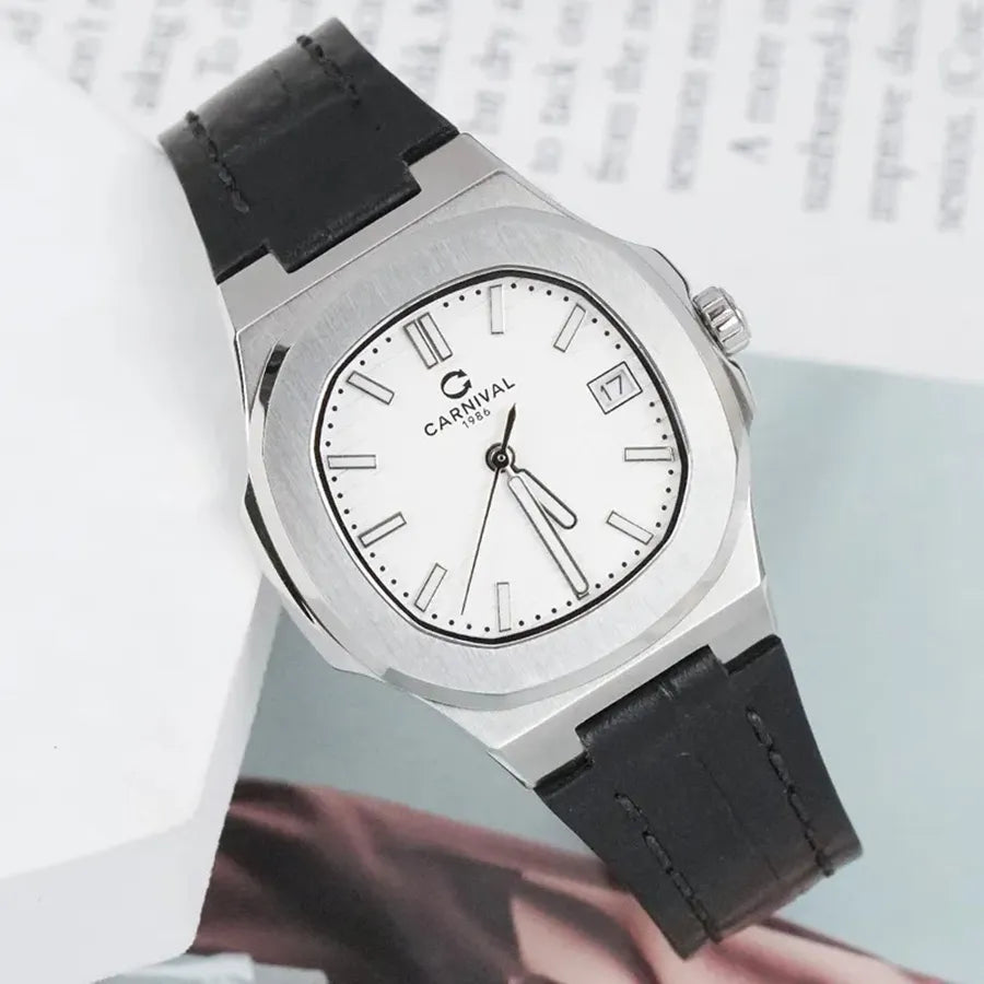 Carnival 8161L Bạc Trắng Dây Da ( 8161L-VT-DD-T)