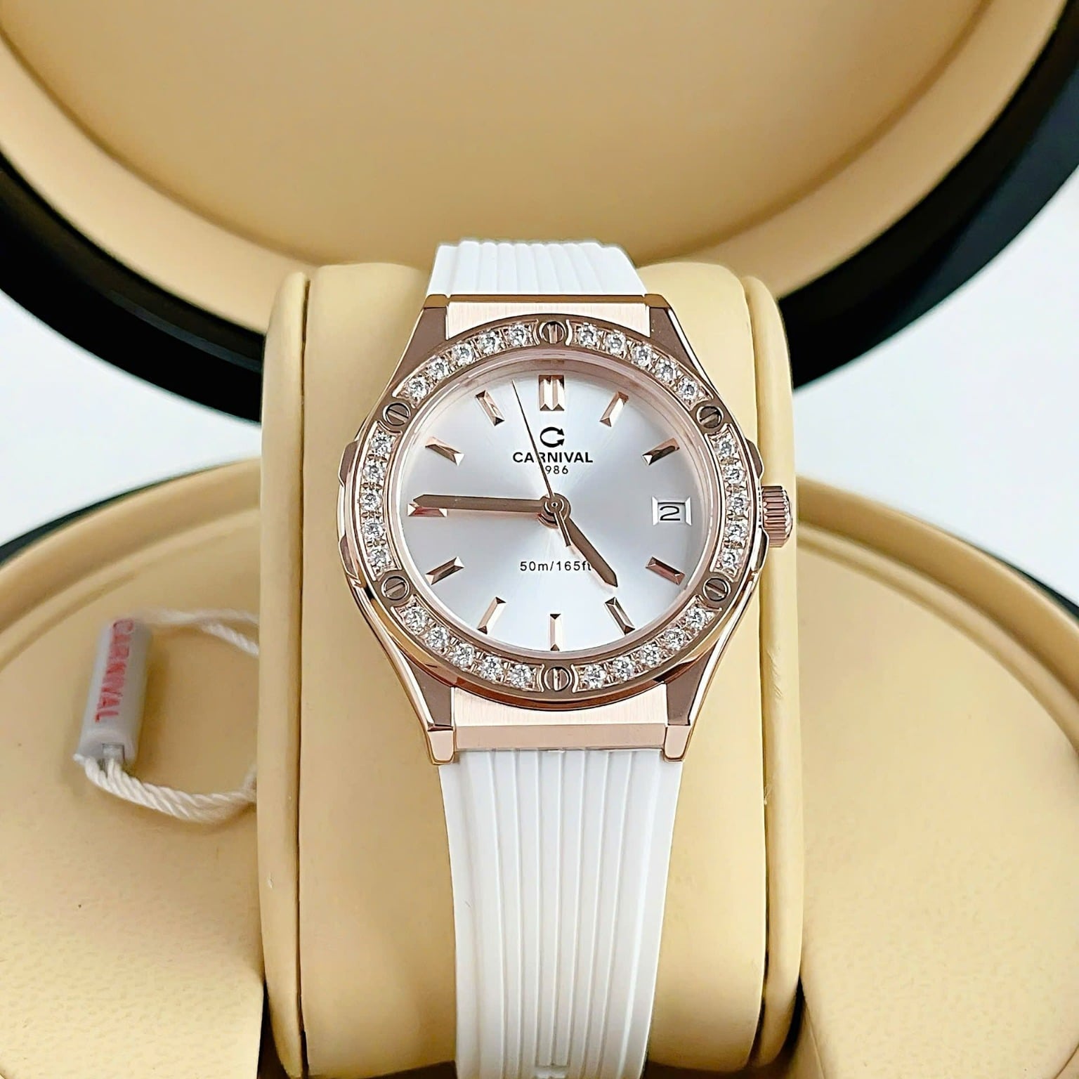 Carnival 8168L2 Rosegold Trắng Dây Trắng ( 8168L2-VH-DCS-T1)