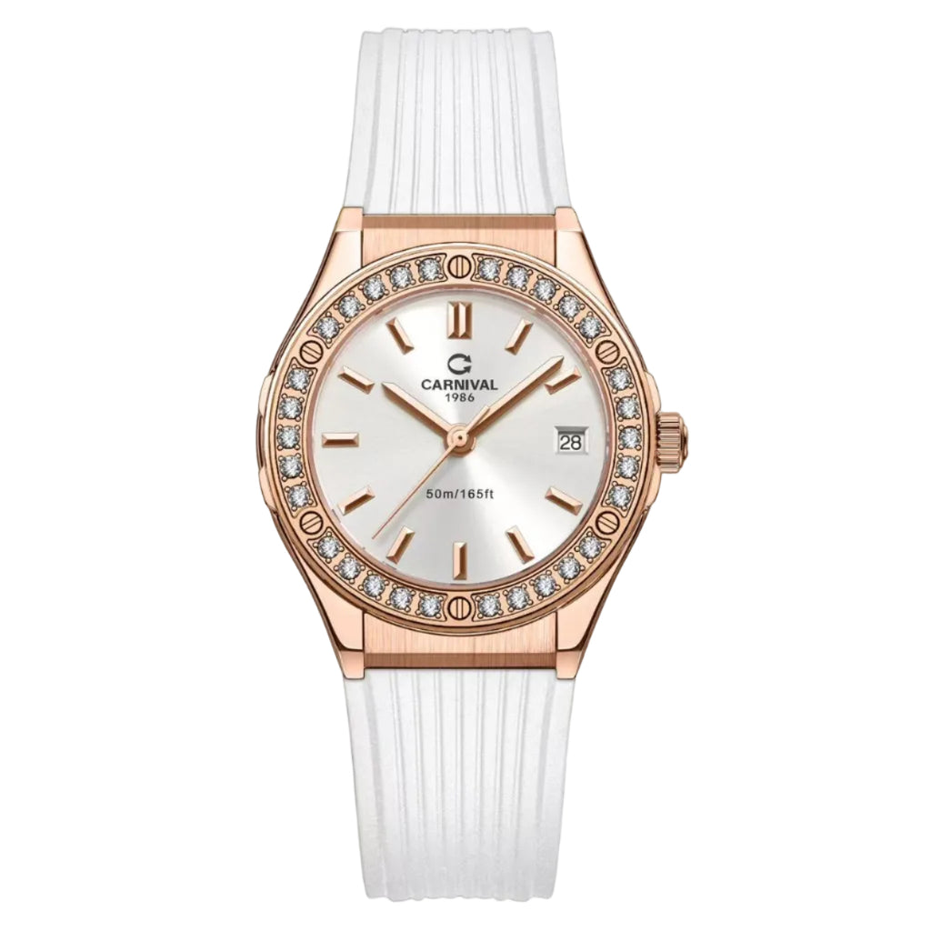 Carnival 8168L2 Rosegold Trắng Dây Trắng ( 8168L2-VH-DCS-T1)