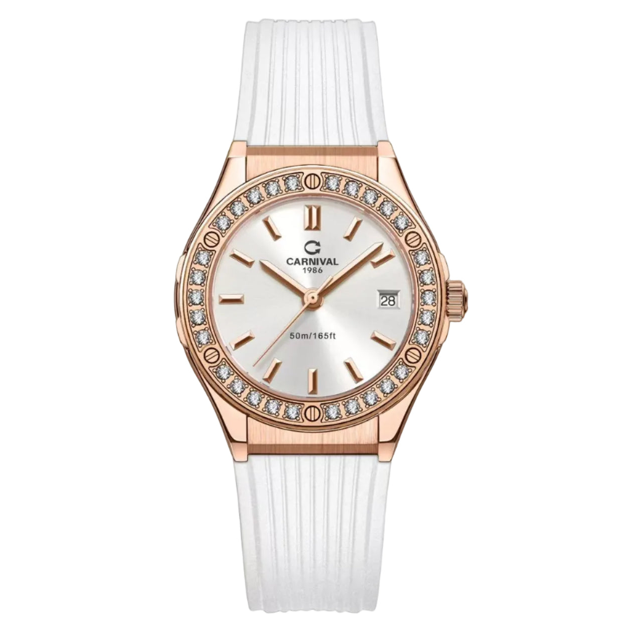 Carnival 8168L2 Rosegold Trắng Dây Trắng ( 8168L2-VH-DCS-T1)