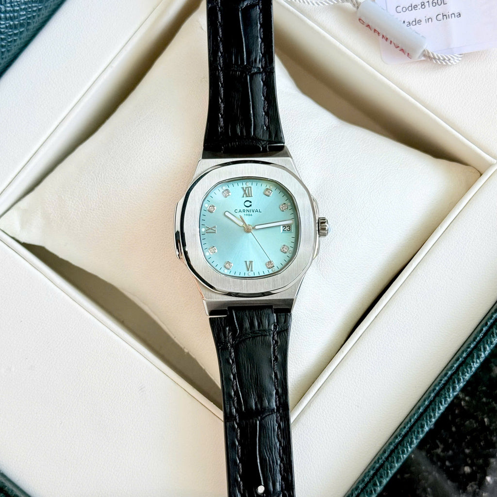 Carnival 8160L Bạc Xanh Tiffany Blue Dây Da ( 8160L-VT-DD-XT)